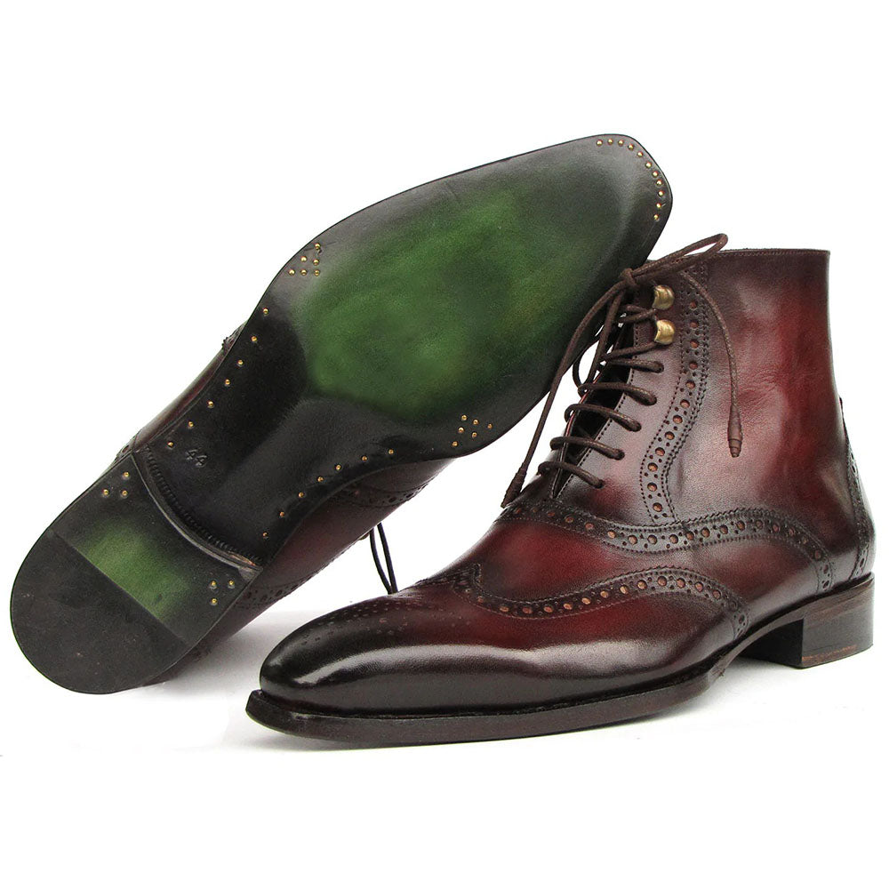 Paul Parkman Leather Goodyear Welted Wingtip Boots Bordeaux