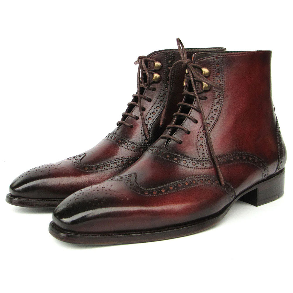 Paul Parkman Leather Goodyear Welted Wingtip Boots Bordeaux