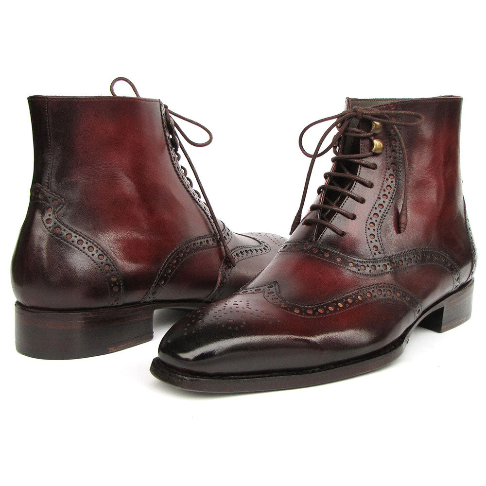 Paul Parkman Leather Goodyear Welted Wingtip Boots Bordeaux