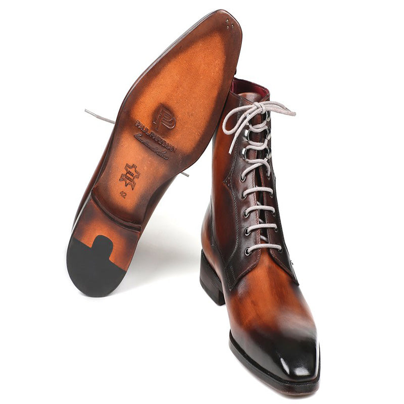 Paul Parkman Leather Lace Up Boots Burnished Brown
