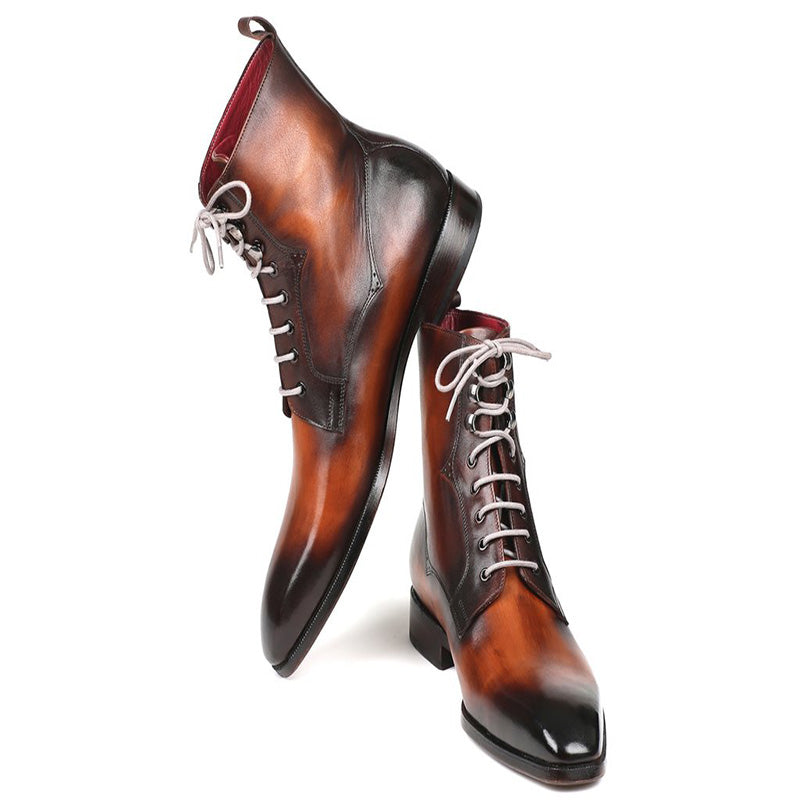 Paul Parkman Leather Lace Up Boots Burnished Brown