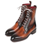 Paul Parkman Leather Lace Up Boots Burnished Brown