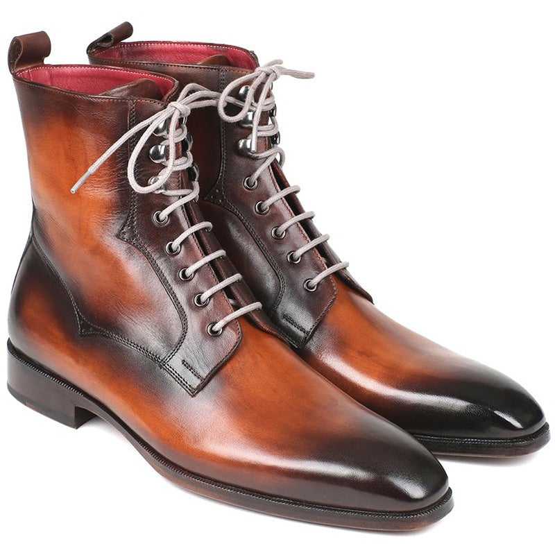 Paul Parkman Leather Lace-Up Boots Burnished Brown