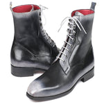 Paul Parkman Leather Lace Up Boots Burnished Gray