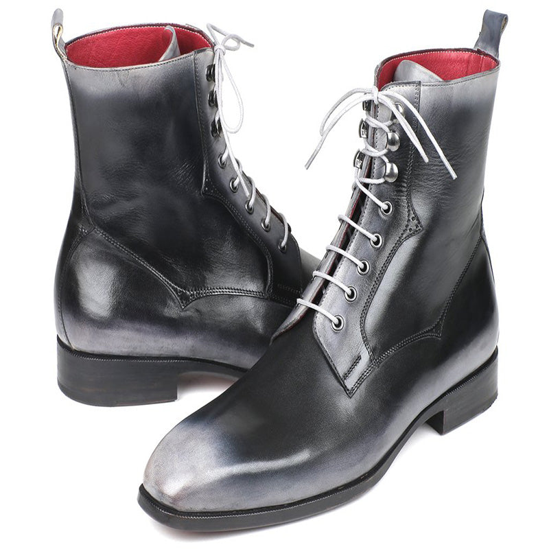 Paul Parkman Leather Lace Up Boots Burnished Gray