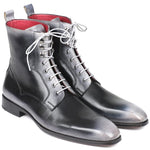 Paul Parkman Leather Lace-Up Boots Burnished Gray