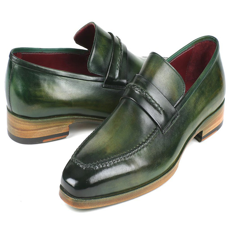 Paul Parkman Leather Loafer Shoes Green