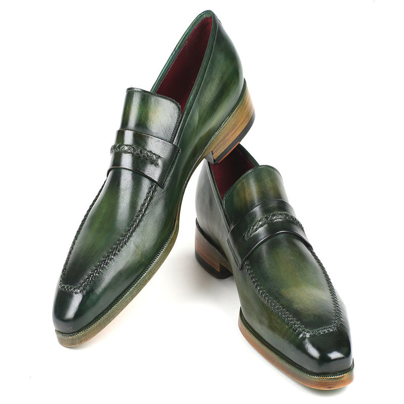 Paul Parkman Leather Loafer Shoes Green