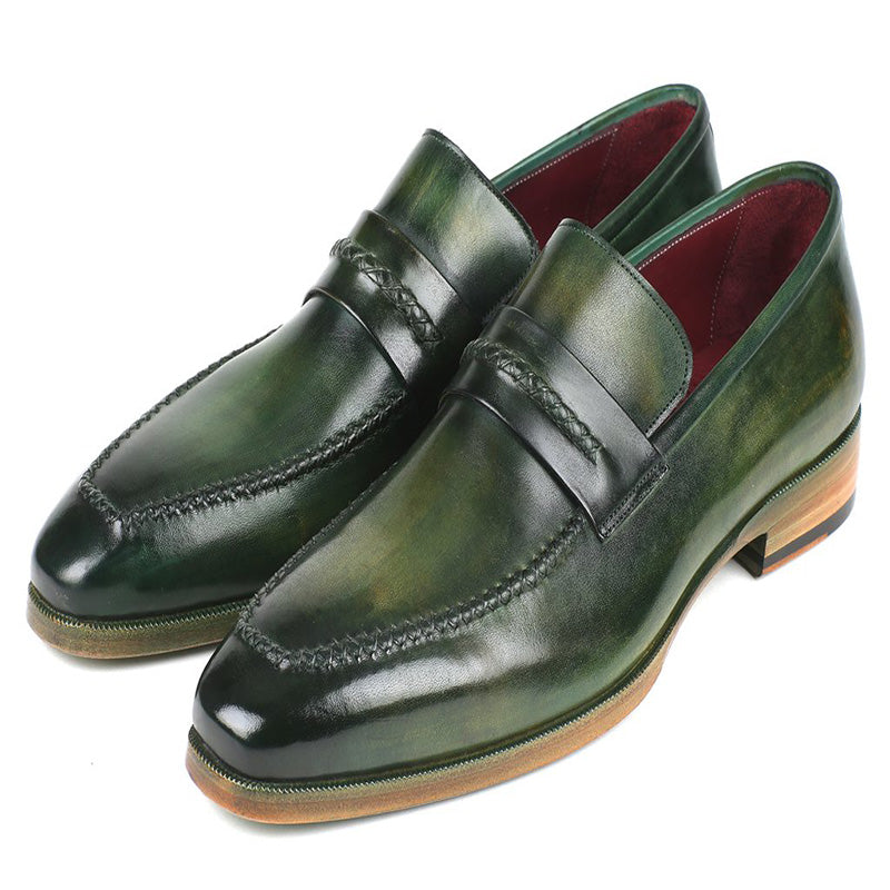 Paul Parkman Leather Loafer Shoes Green