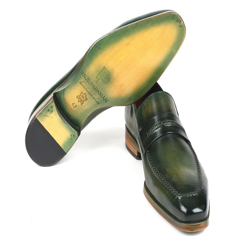 Paul Parkman Leather Loafer Shoes Green