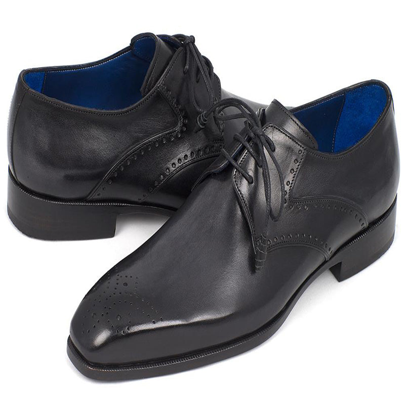 Paul Parkman Leather Medallion Toe Derby Shoes Black
