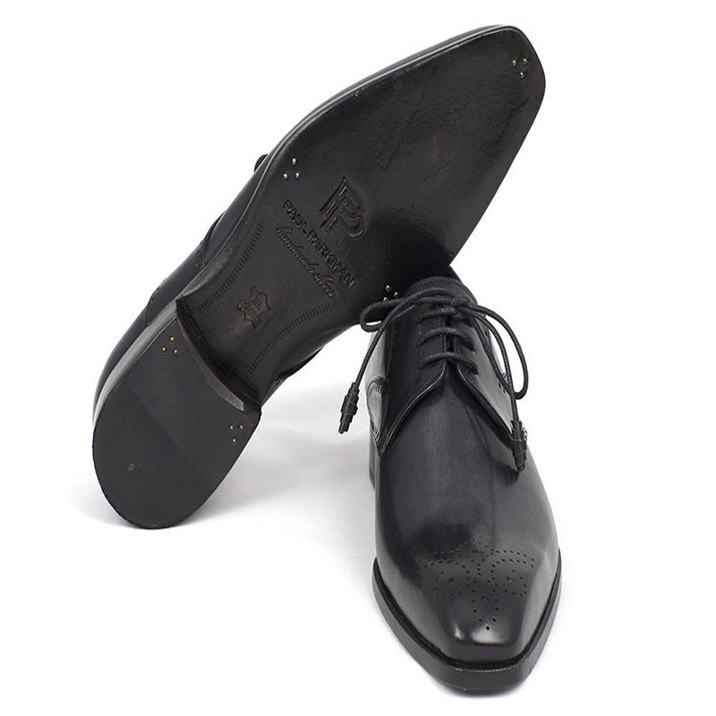 Paul Parkman Leather Medallion Toe Derby Shoes Black