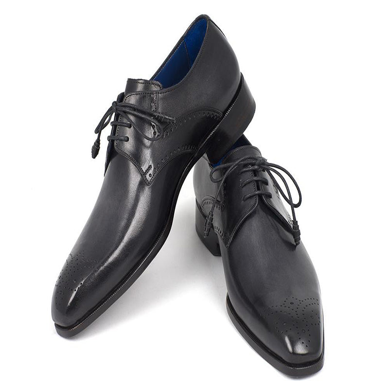 Paul Parkman Leather Medallion Toe Derby Shoes Black