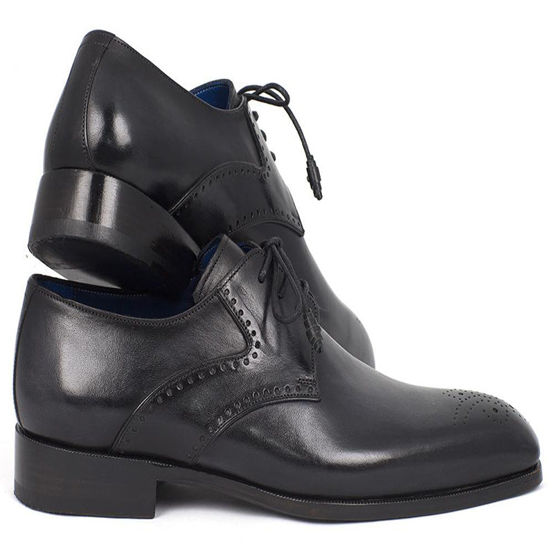 Paul Parkman Leather Medallion Toe Derby Shoes Black