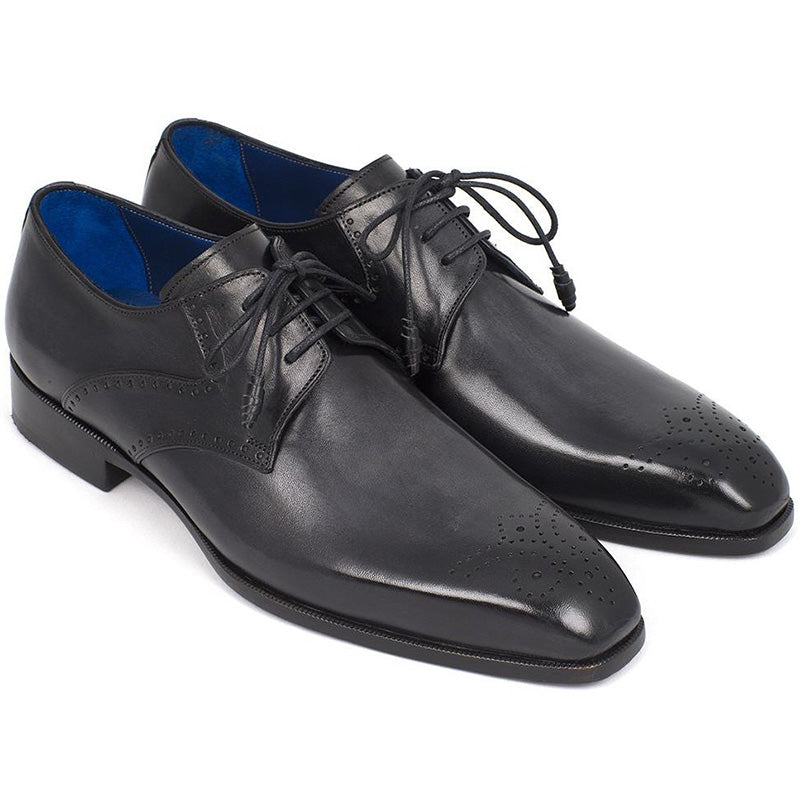 Paul Parkman Leather Medallion Toe Derby Shoes Black