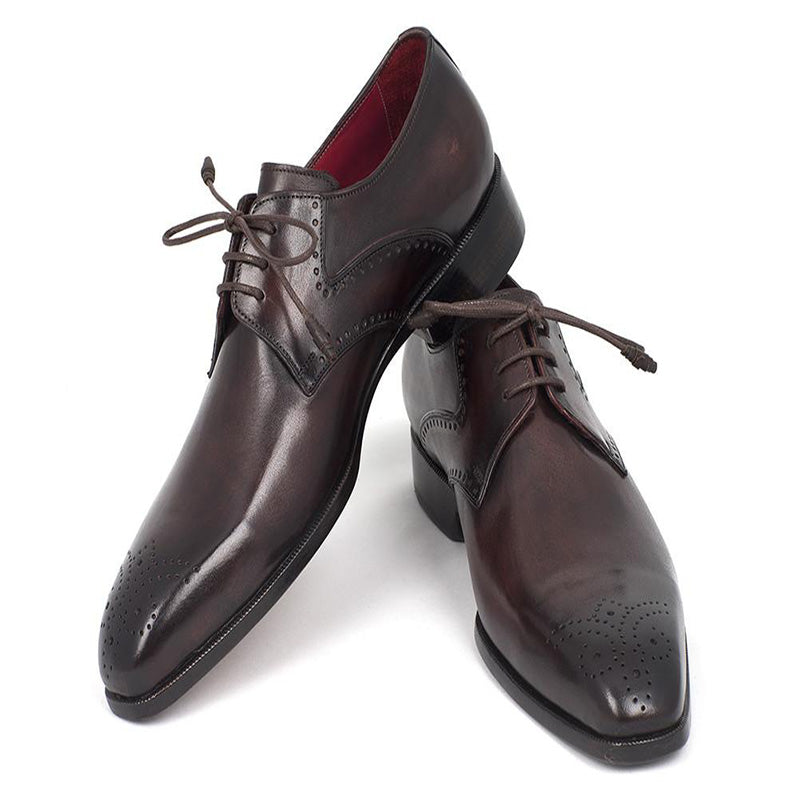 Paul Parkman Leather Medallion Toe Derby Shoes Brown