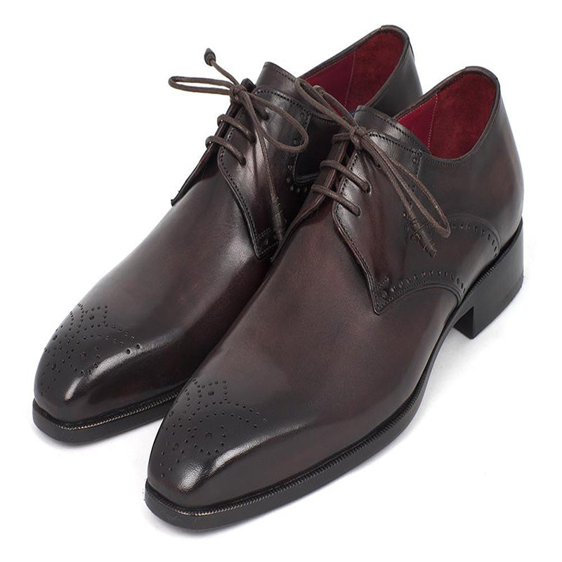Paul Parkman Leather Medallion Toe Derby Shoes Brown