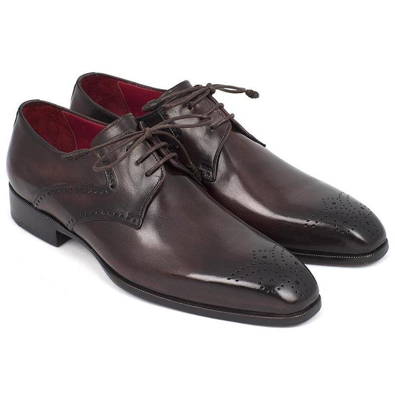 Paul Parkman Leather Medallion Toe Derby Shoes Brown
