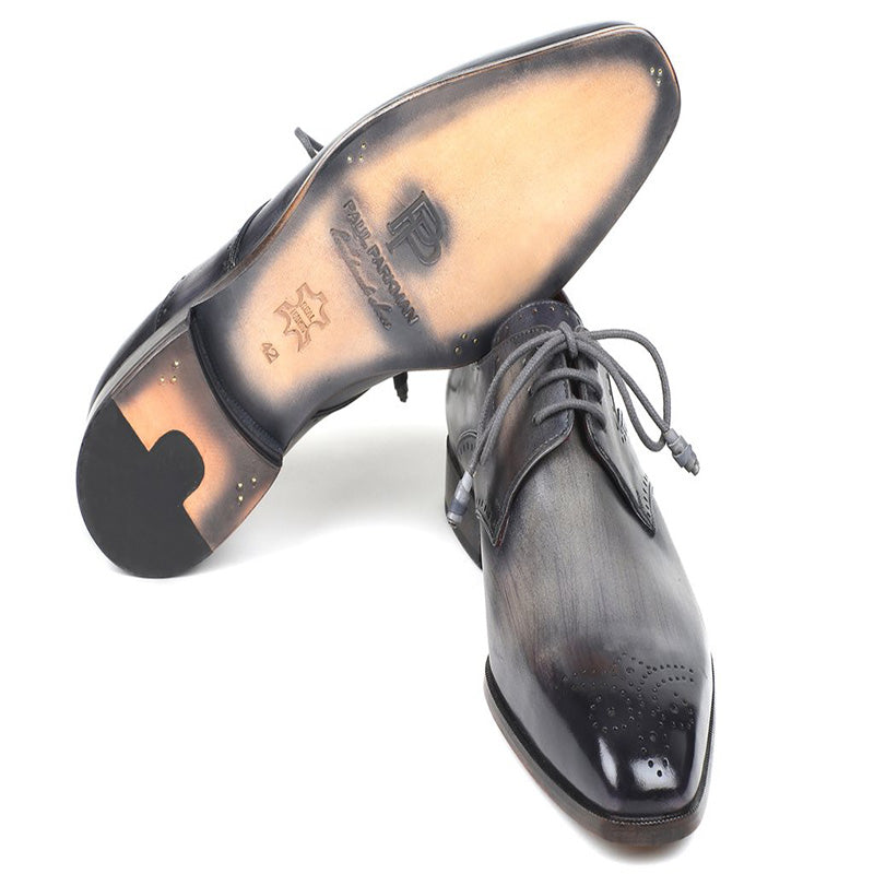 Paul Parkman Leather Medallion Toe Derby Shoes Gray