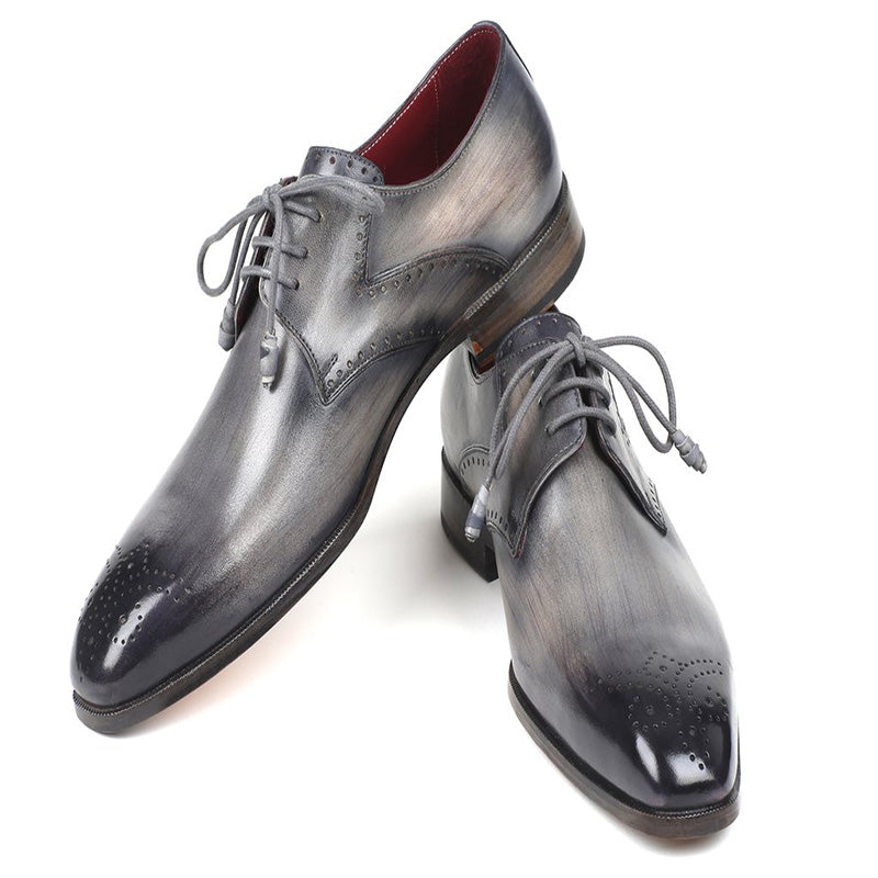 Paul Parkman Leather Medallion Toe Derby Shoes Gray