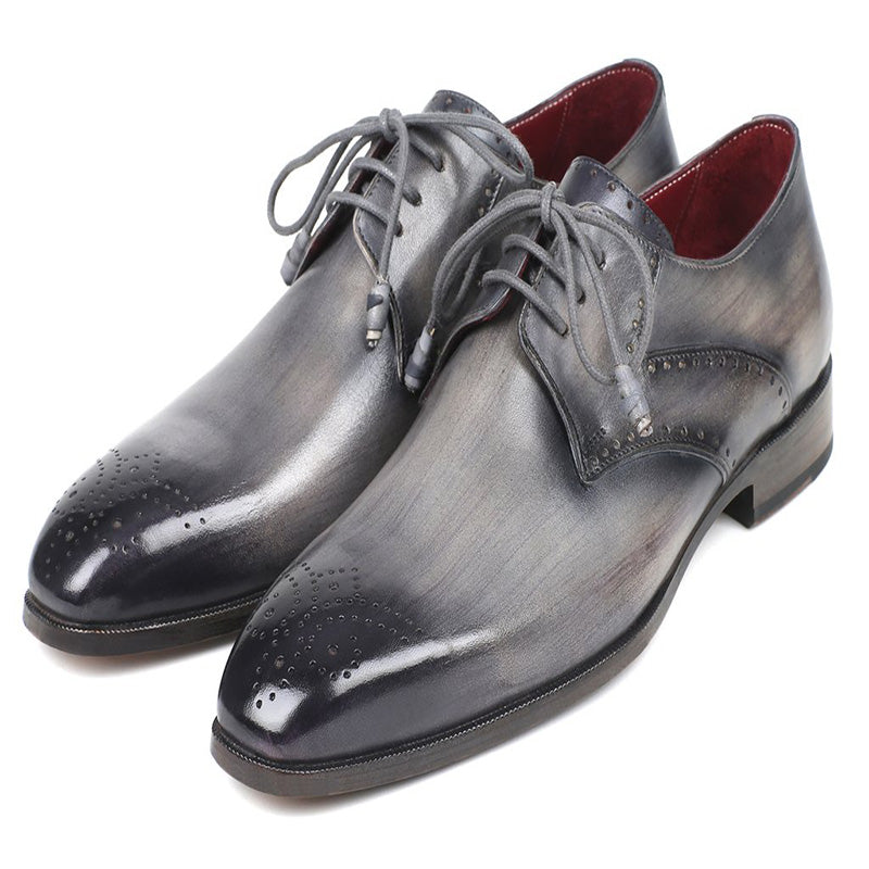 Paul Parkman Leather Medallion Toe Derby Shoes Gray