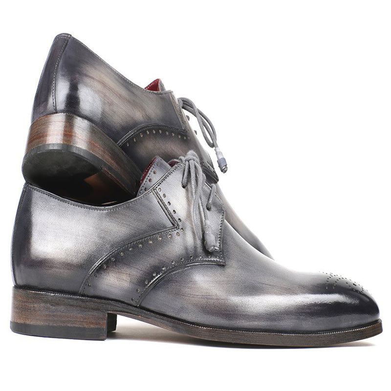 Paul Parkman Leather Medallion Toe Derby Shoes Gray