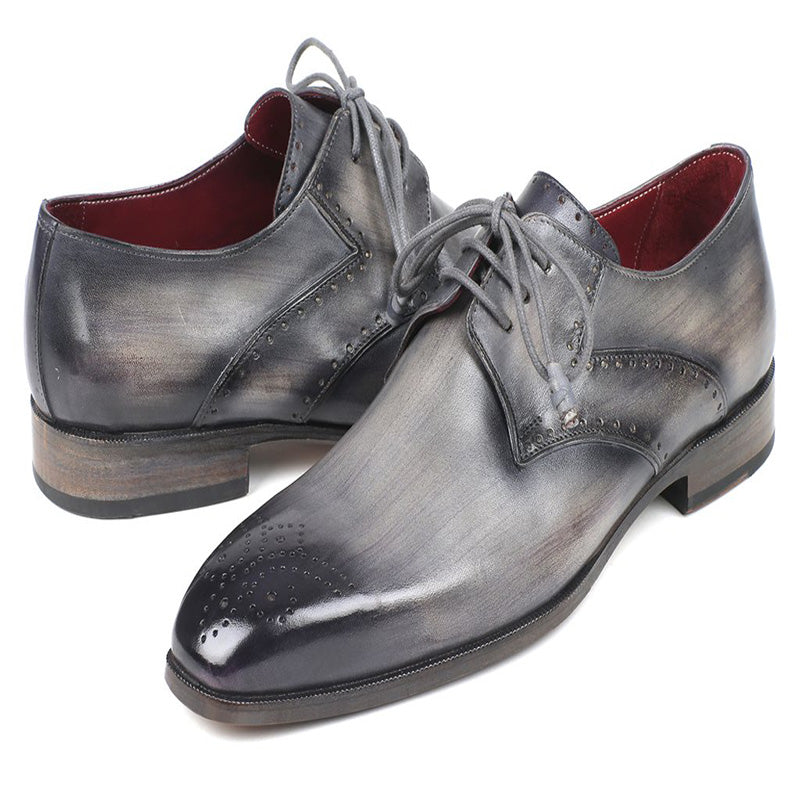 Paul Parkman Leather Medallion Toe Derby Shoes Gray