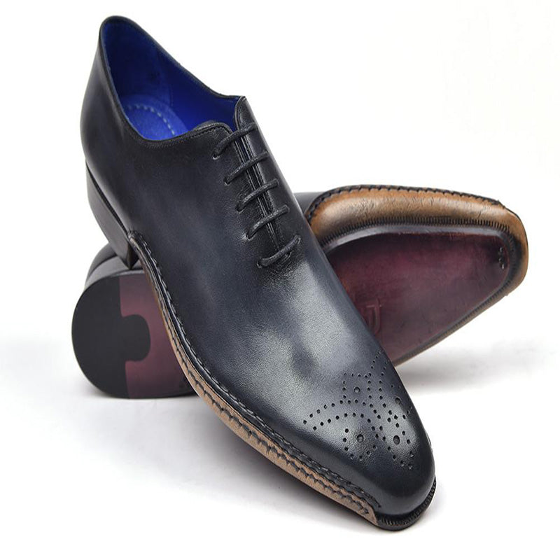 Paul Parkman Leather Opanka Construction Oxfords Anthracite Gray