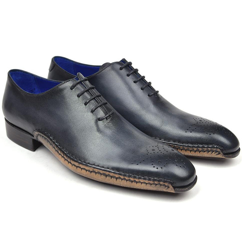 Paul Parkman Leather Opanka Construction Oxfords Anthracite Gray