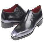 Paul Parkman Leather Side Lace Oxfords Burnished Gray
