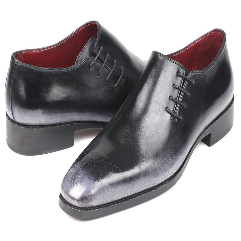 Paul Parkman Leather Side Lace Oxfords Burnished Gray