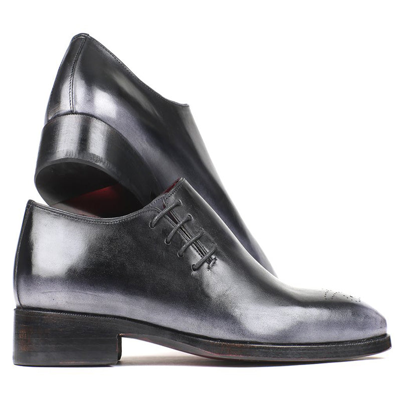 Paul Parkman Leather Side Lace Oxfords Burnished Gray