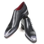 Paul Parkman Leather Side Lace Oxfords Burnished Gray