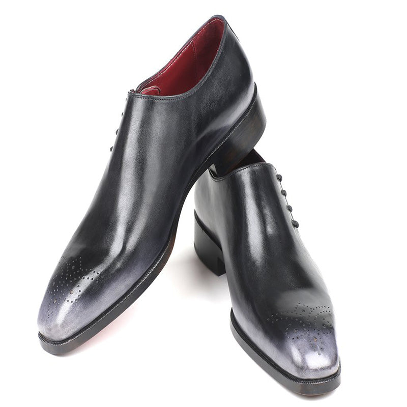 Paul Parkman Leather Side Lace Oxfords Burnished Gray