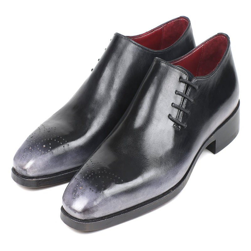 Paul Parkman Leather Side Lace Oxfords Burnished Gray