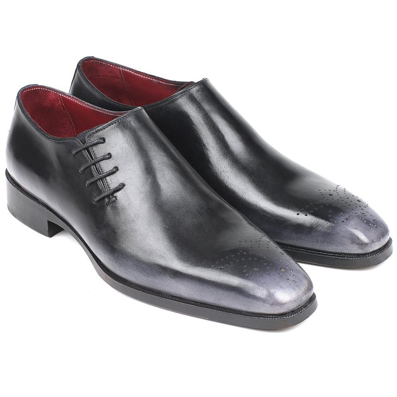 Paul Parkman Leather Side Lace Oxfords Burnished Gray