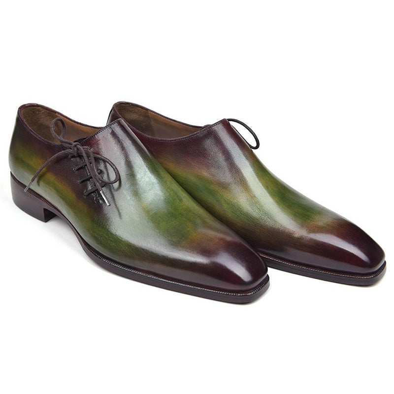 Paul Parkman Leather Side Lace Oxfords Green & Bordeaux