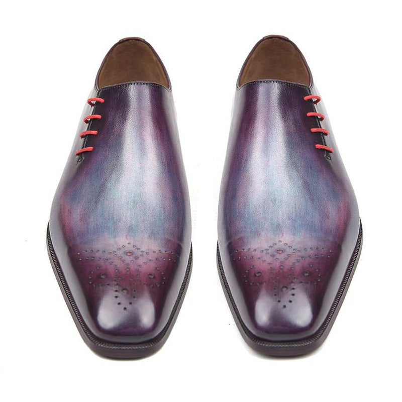 Paul Parkman Leather Side Lace Oxfords Purple