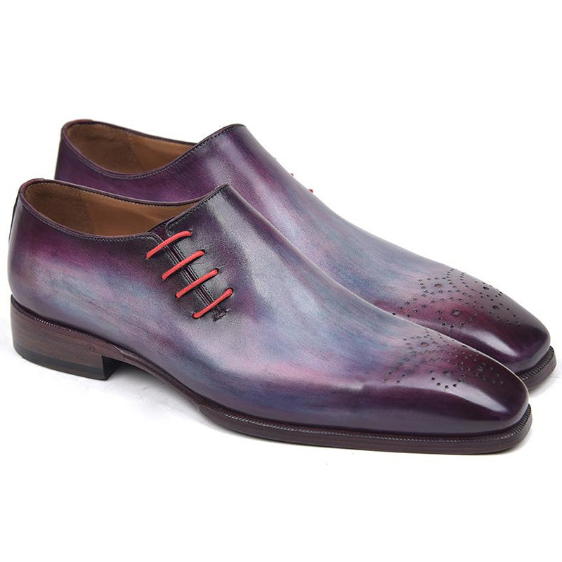 Paul Parkman Leather Side Lace Oxfords Purple