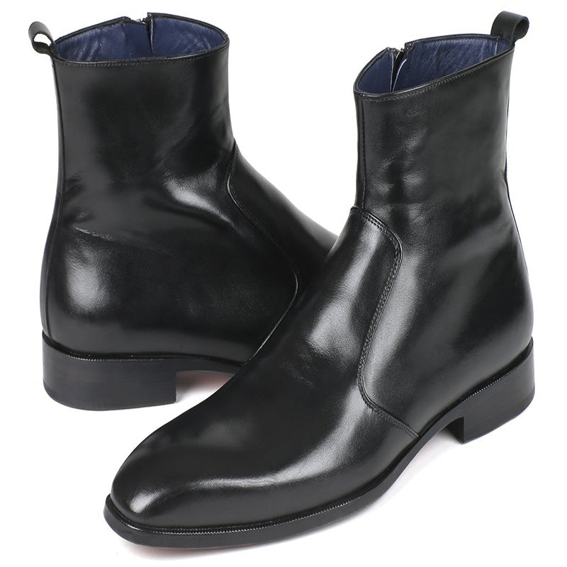 Paul Parkman Leather Side Zipper Boots Black