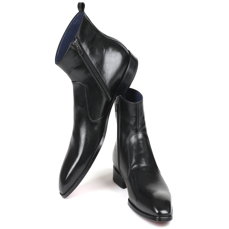 Paul Parkman Leather Side Zipper Boots Black