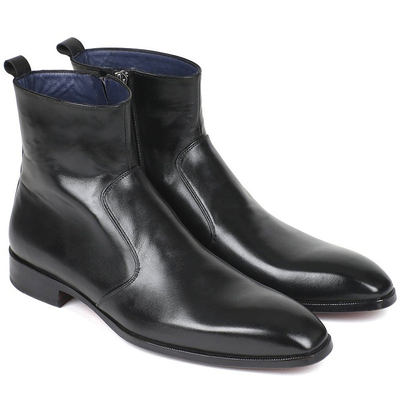 Paul Parkman Leather Side Zipper Boots Black