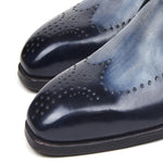 Paul Parkman Leather Single Monk Straps Wingtip Shoes Navy