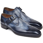 Paul Parkman Leather Single Monkstraps Wingtip Shoes Navy