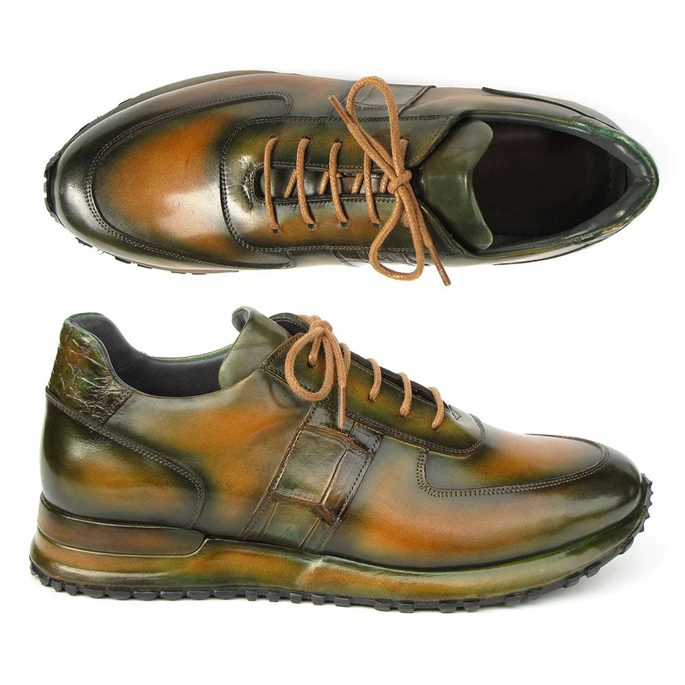 Paul Parkman Leather Sneakers Olive Green
