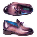 Paul Parkman Leather Tassel Loafer Purple