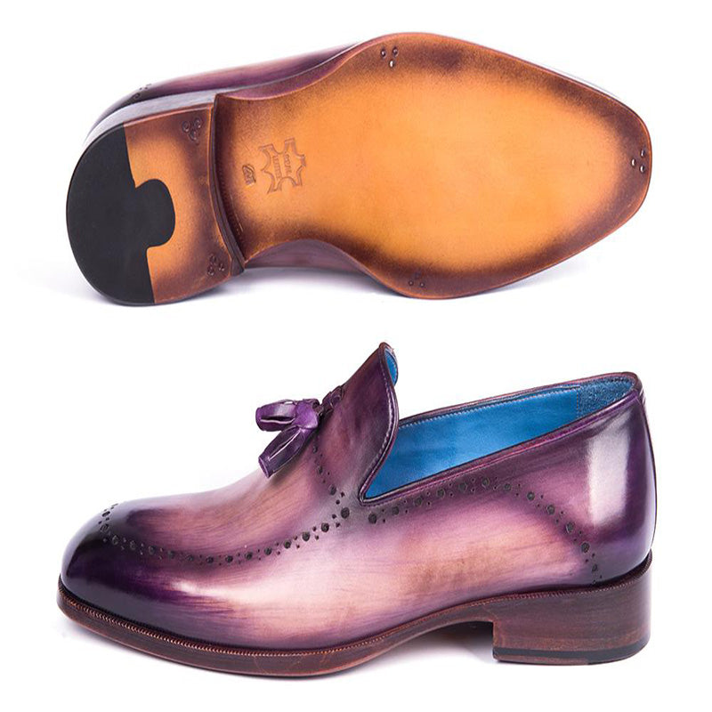 Paul Parkman Leather Tassel Loafer Purple