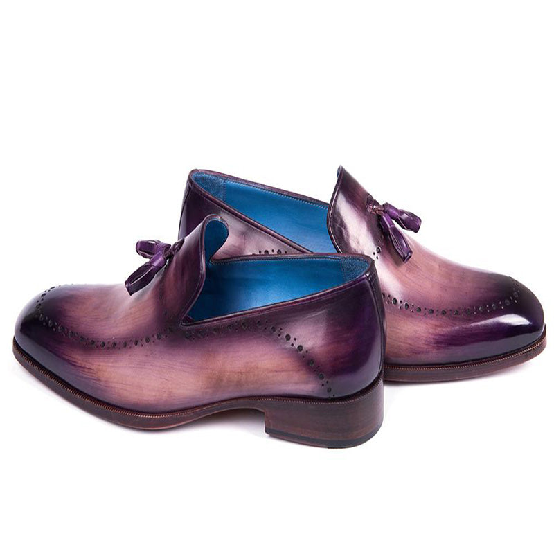 Paul Parkman Leather Tassel Loafer Purple
