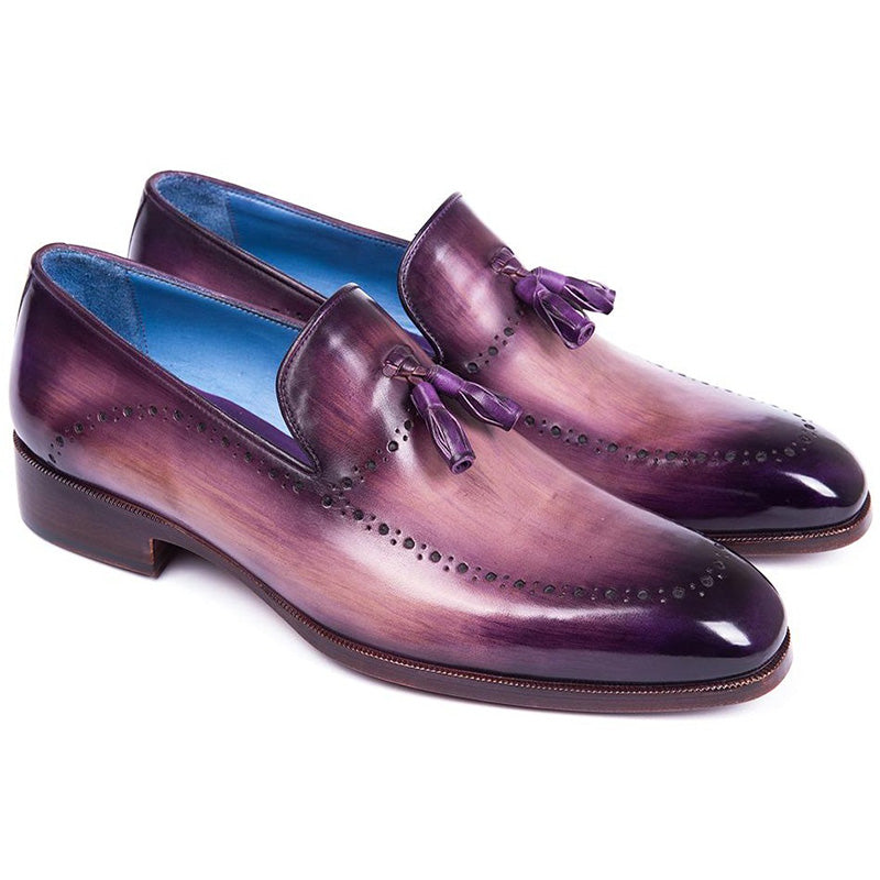 Paul Parkman Leather Tassel Loafer Purple