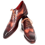 Paul Parkman Leather Two Tone Wingtip Oxfords Camel And Bordeaux